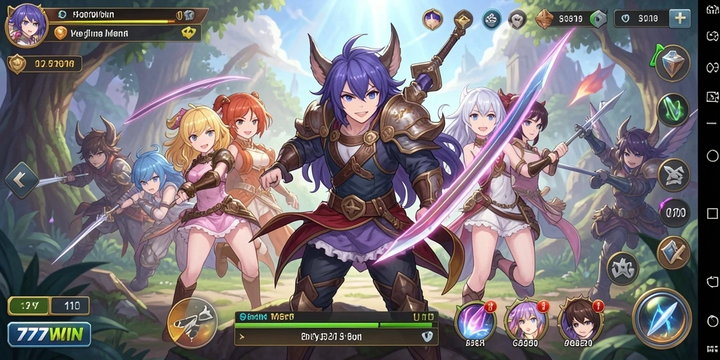Screenshot 777WIN menampilkan karakter Anime dalam aksi seru.