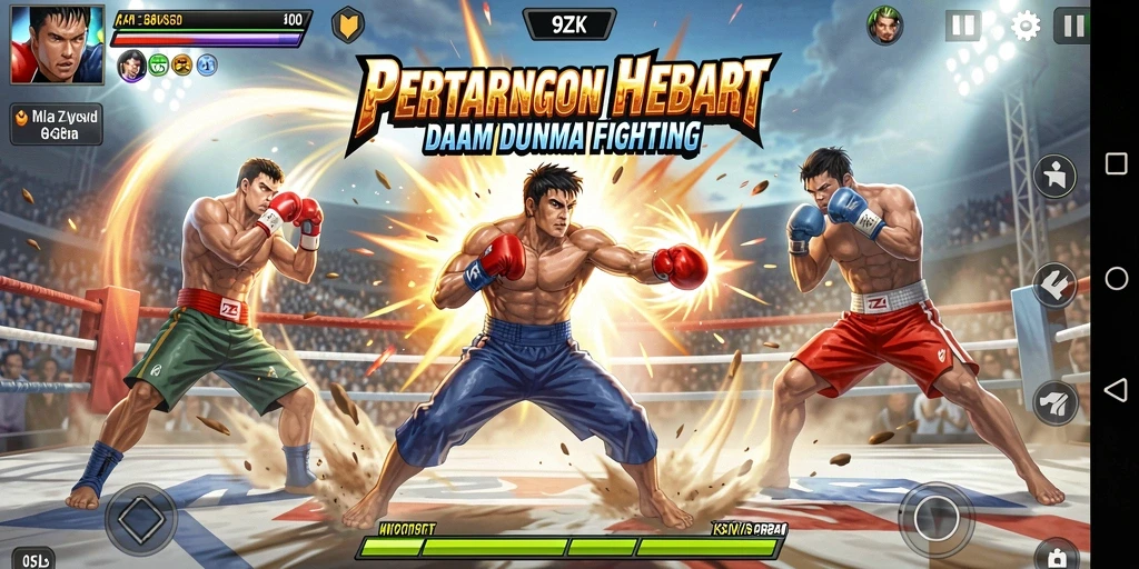 Gameplay mendebarkan di arena pertarungan 9ZK.