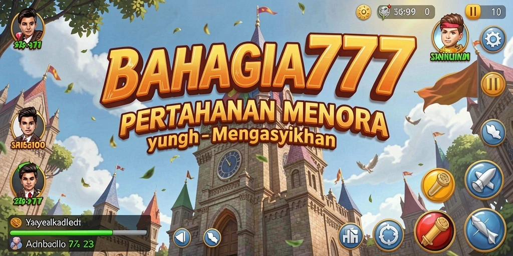 Tampilan gameplay menara pertahanan yang seru dan strategis dalam BAHAGIA777.