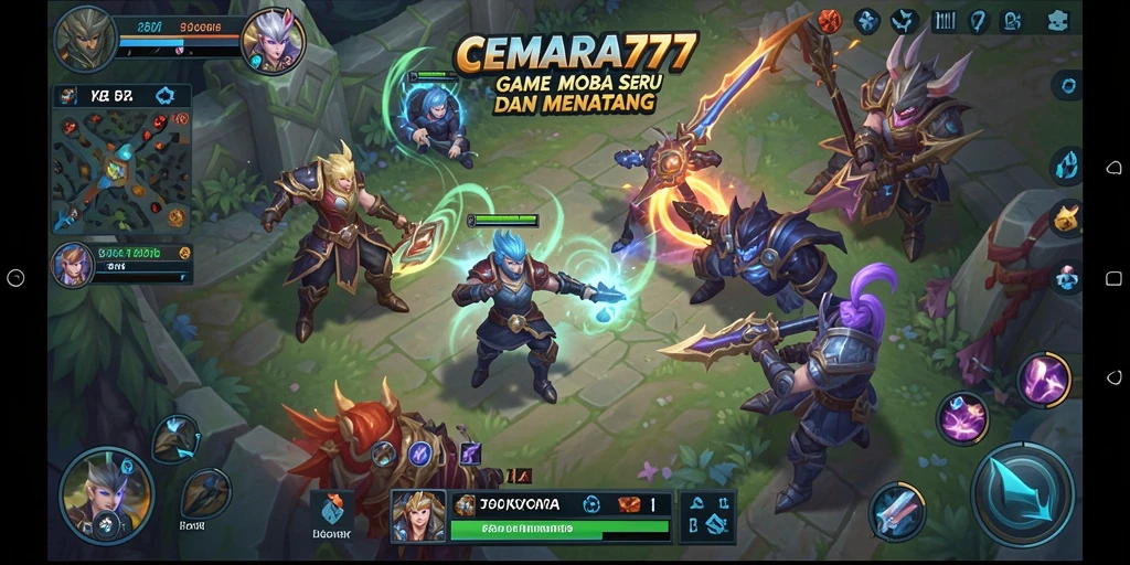 Tampilan aksi seru dalam game MOBA CEMARA777.