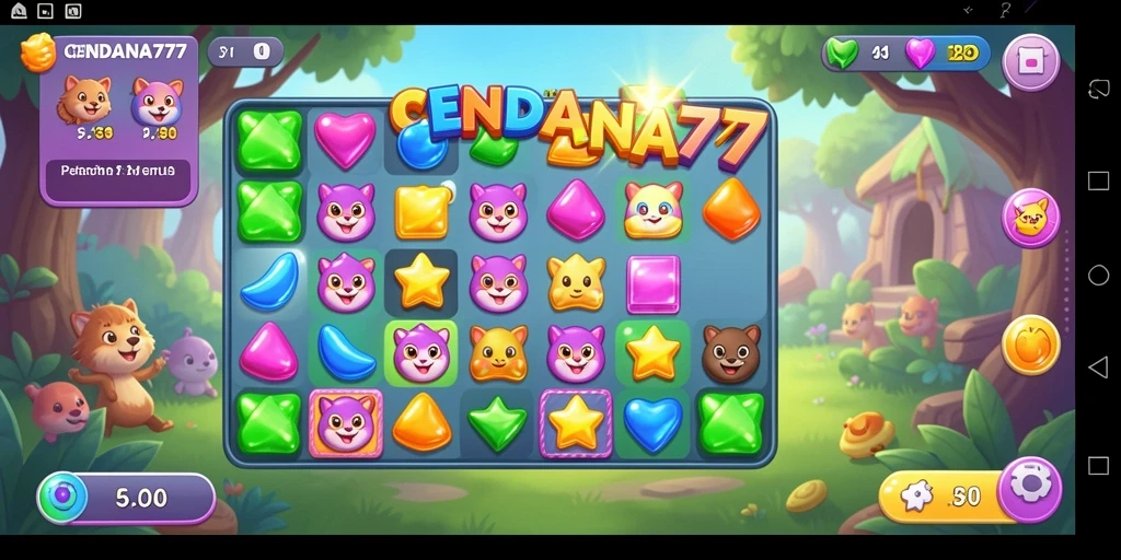 Tangkapan layar CENDANA777 menampilkan gameplay Match-3 yang menarik.