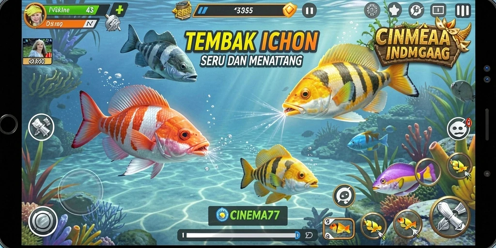 Tampilkan aksi tembak ikan yang seru dalam CINEMA77.