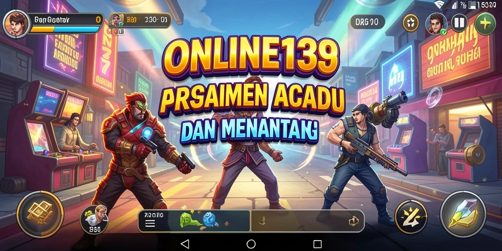 Screenshot utama ONLINE138 menampilkan gameplay seru dengan aksi Arcade yang cepat.