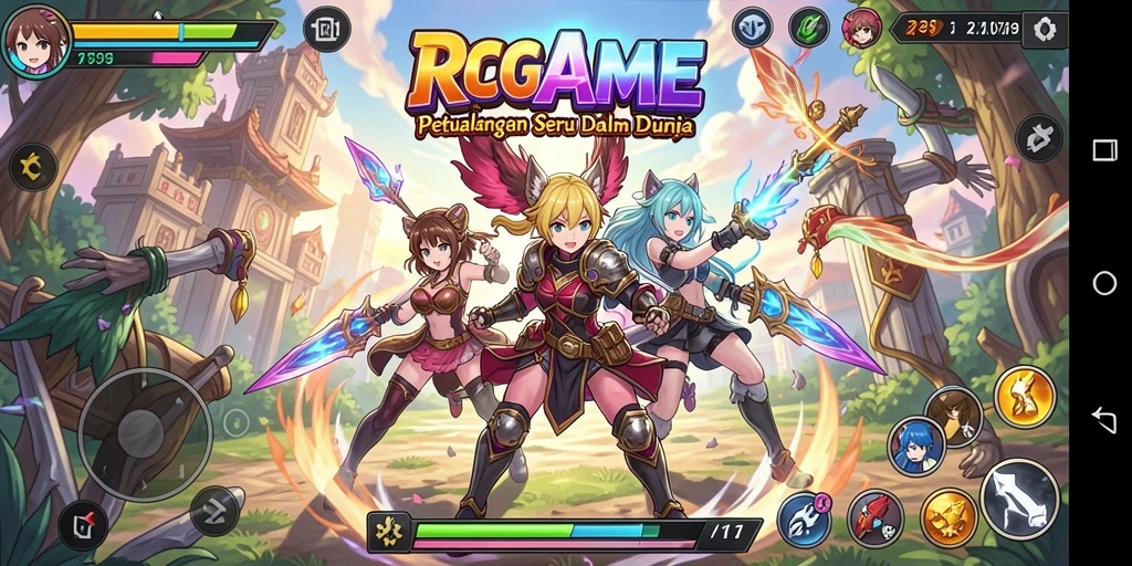 Tampilan gameplay RPGAME yang mendebarkan dengan karakter Anime.