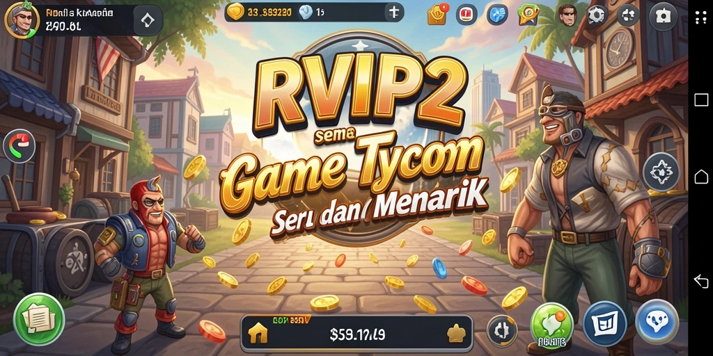 Tangkapan layar gameplay RVIP2 yang menampilkan antarmuka manajemen bisnis.