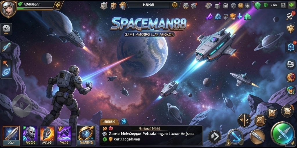 Tampilan gameplay menarik dari SPACEMAN88 dengan petualangan luar angkasa.