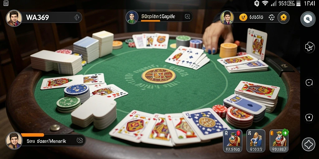 Tampilan gameplay seru dalam WA369, berlatar belakang meja Gaple.